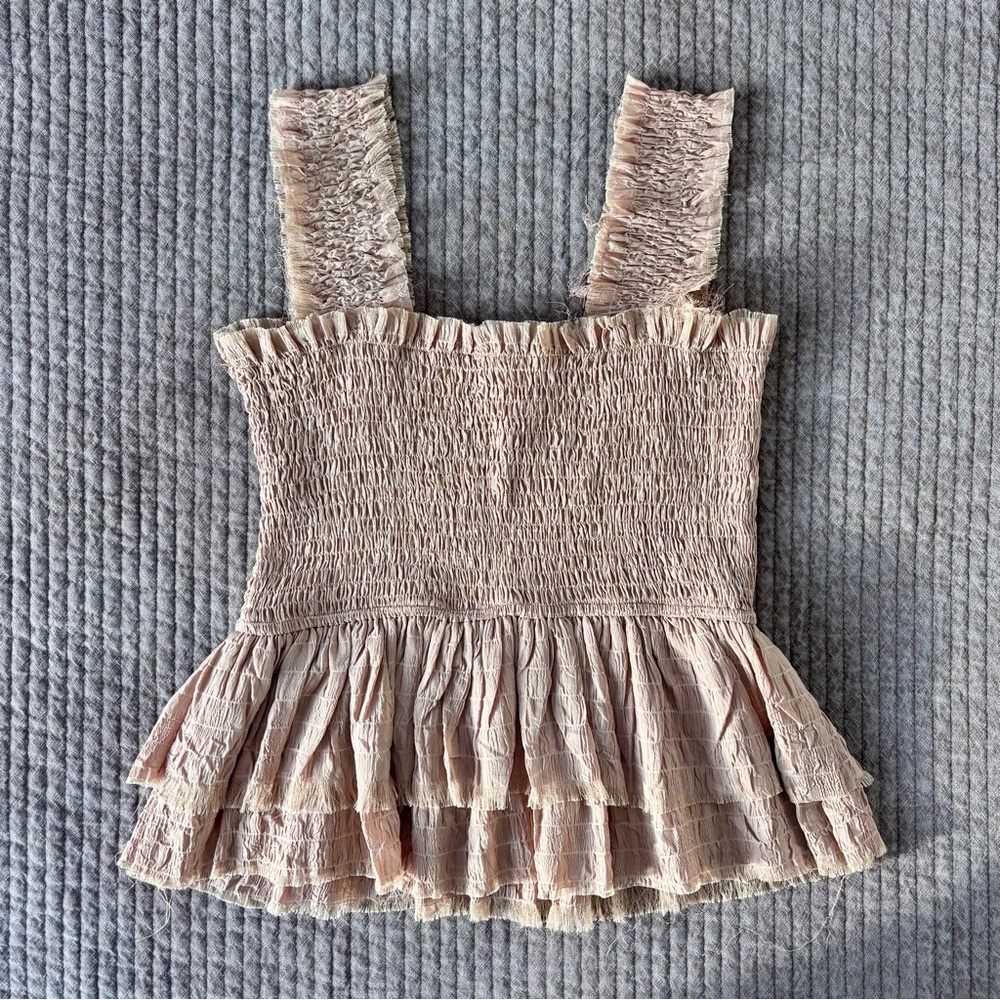 These Three Smocked Ruffle Peplum Top - Size S - Picture 2 of 6